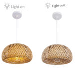 45 CM Handmade Woven Rattan Bamboo Dome Hanging Lampshade Hollow Retro Style Chandelier Boho Pendant Light Ceiling Fixture for Bedroom and Living Room - Image 4