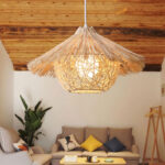 45 CM Handmade Woven Rattan Bamboo Hanging Lampshade Hollow Retro Style Chandelier Boho Pendant Light Ceiling Fixture for Bedroom and Living Room - Image 2