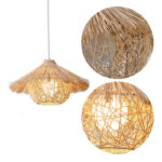 45 CM Handmade Woven Rattan Bamboo Hanging Lampshade Hollow Retro Style Chandelier Boho Pendant Light Ceiling Fixture for Bedroom and Living Room - Image 4