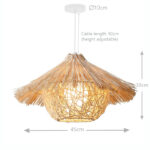45 CM Handmade Woven Rattan Bamboo Hanging Lampshade Hollow Retro Style Chandelier Boho Pendant Light Ceiling Fixture for Bedroom and Living Room - Image 3