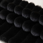 45 CM X 45 CM Throw Pillow Cover with 500G Insert Included Faux Rabbit Fur Velvet Striped Square Cushion with Zipper Closure for Living Room Bedroom Black 1 Piece - Image 4