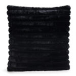 45 CM X 45 CM Throw Pillow Cover with 500G Insert Included Faux Rabbit Fur Velvet Striped Square Cushion with Zipper Closure for Living Room Bedroom Black 1 Piece