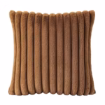 45 CM X 45 CM Throw Pillow Cover with 500G Insert Included Faux Rabbit Fur Velvet Striped Square Cushion with Zipper Closure for Living Room Bedroom Brown 1 Piece