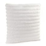 45 CM X 45 CM Throw Pillow Cover with 500G Insert Included Faux Rabbit Fur Velvet Striped Square Cushion with Zipper Closure for Living Room Bedroom White 1 Piece