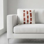 45 CM X 45 CM Throw Pillow Cover with 500G Insert Included Soft Faux Fur with Leather Bricks Squared Cushion with Zipper for Living Room Bedroom White 1 Piece - Image 2