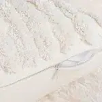 45 CM X 45 CM Handwoven Cotton Throw Pillow Cover with 500G Insert Included with Tassels White Tufted Line Pattern Cover with Zipper for Living Room Bedroom White 1 Piece - Image 4