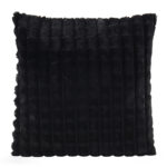 45 CM X 45 CM Throw Pillow Cover with 500G Insert Included Faux Fur Squared Cushion Cover with Zipper for Living Room Bedroom Black 1 Piece - Image 3