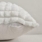 45 CM X 45 CM Throw Pillow Cover with 500G Insert Included Faux Fur Squared Cushion Cover with Zipper for Living Room Bedroom White 1 Piece - Image 4