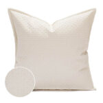 45 CM X 45 CM Throw Pillow Cover with 500G Insert Included Leather Geometric Pattern Squared Cushion with Zipper for Living Room Bedroom White 1 Piece - Image 2