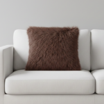 45 CM X 45 CM Throw Pillow Cover with 500G Insert Included Faux Fur Square Cushion Cover with Zipper Closure for Living Room Bedroom Brown 1 Piece - Image 2