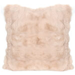 45 CM X 45 CM Throw Pillow Cover with 500G Insert Included Fluffy Faux Rabbit Fur Plaid Squared Cushion Cover with Zipper for Living Room Bedroom Beige1 Piece - Image 4