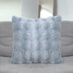 45 CM X 45 CM Throw Pillow with 500G Insert Included Cover Fluffy Faux Rabbit Fur Plaid Squared Cushion Cover with Zipper for Living Room Bedroom Blue 1 Piece - Image 2