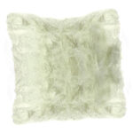 45 CM X 45 CM Throw Pillow Cover with 500G Insert Included Fluffy Faux Rabbit Fur Plaid Squared Cushion Cover with Zipper for Living Room Bedroom Green1 Piece