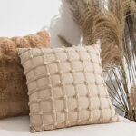 45 CM X 45 CM Throw Pillow Cover 500G Insert Included Plush Bubbles Decorative Square Cushion Cover with Zipper Closure for Living Room Bedroom Beige 1 Piece - Image 2
