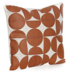 45 CM X 45 CM Throw Pillow Cover with 500G Insert Included Leather Modern Geometric Pattern Square Cushion with Zipper for Living Room Bedroom Orange 1 Piece