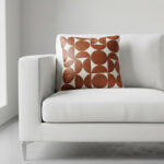 45 CM X 45 CM Throw Pillow Cover with 500G Insert Included Leather Modern Geometric Pattern Square Cushion with Zipper for Living Room Bedroom Orange 1 Piece - Image 2