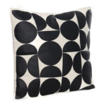 45 CM X 45 CM Throw Pillow Cover with 500G Insert Included Mid Century Leather Modern Geometric Pattern with Zipper for Living Room Bedroom Black 1 Piece