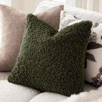 45 CM X 45 CM Throw Pillow Cover with 500G Insert Included Textured Boucle Square Cushion Cover with Zipper Closure for Living Room Bedroom Green 1 Piece - Image 2