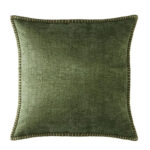 45 CM X 45 CM Throw Pillow Cover with 500G Insert Included Soft Chenille Stitched Edge Square Cushion with Zipper Closure for Living Room Bedroom Green 1 Piece