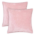 45 CM X 45 CM Throw Pillow Cover with 500G Insert Included Soft Chenille Stitched Edge Square Cushion with Zipper Closure for Living Room Bedroom Pink 1 Piece - Image 4