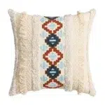45 CM X 45 CM Throw Pillow Cover with 500G Insert Included Tufted Embroidered Geometric Squared Cushion Cover with Zipper for Living Room Bedroom Beige 1 Piece