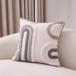 45 CM X 45 CM Throw Pillow Cover with 500G Insert Included Tufted Embroidered Squared Cushion Cover with Zipper for Living Room Bedroom White 1 Piece - Image 2