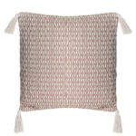 45 CM X 45 CM Throw Pillow Cover with 500G Insert Included with Tassels Woven Design Squared Cushion Cover with Zipper for Living Room Bedroom Beige 1 Piece