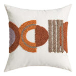 45 CM X 45 CM Throw Pillow Cover with 500G Insert Included Tufted Embroidered Squared Cushion Cover with Zipper for Living Room Bedroom White 1 Piece