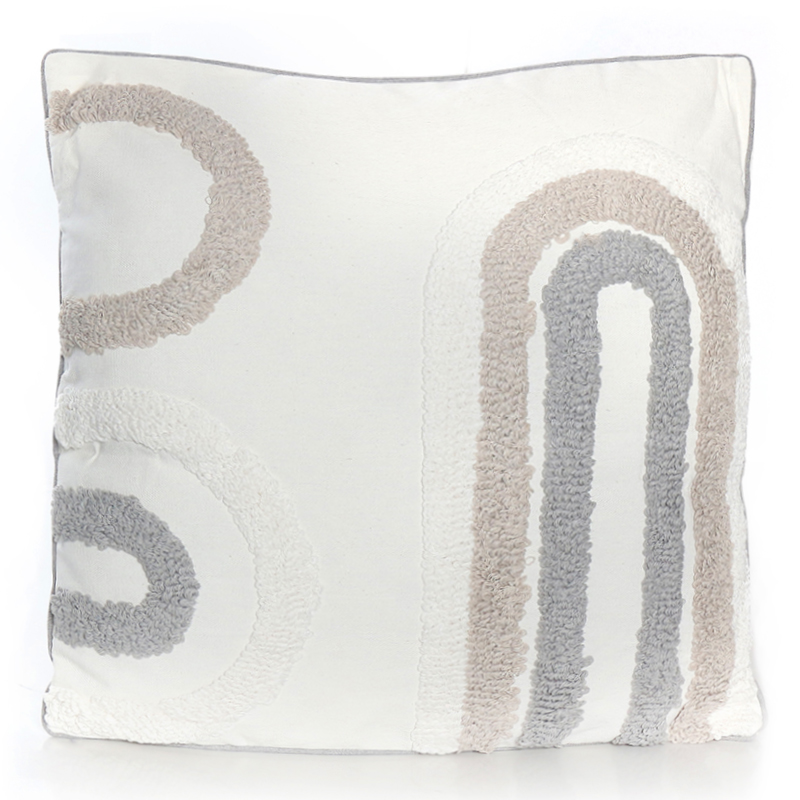 45 CM X 45 CM Insert Included Throw Pillow Cover Tufted Embroidered Squared Cushion Cover with Zipper for Living Room Bedroom White 1 Piece (2) 45 CM X 45 CM Throw Pillow Cover with 500G Insert Included Tufted Embroidered Squared Cushion Cover with Zipper for Living Room Bedroom White 1 Piece - Image 1