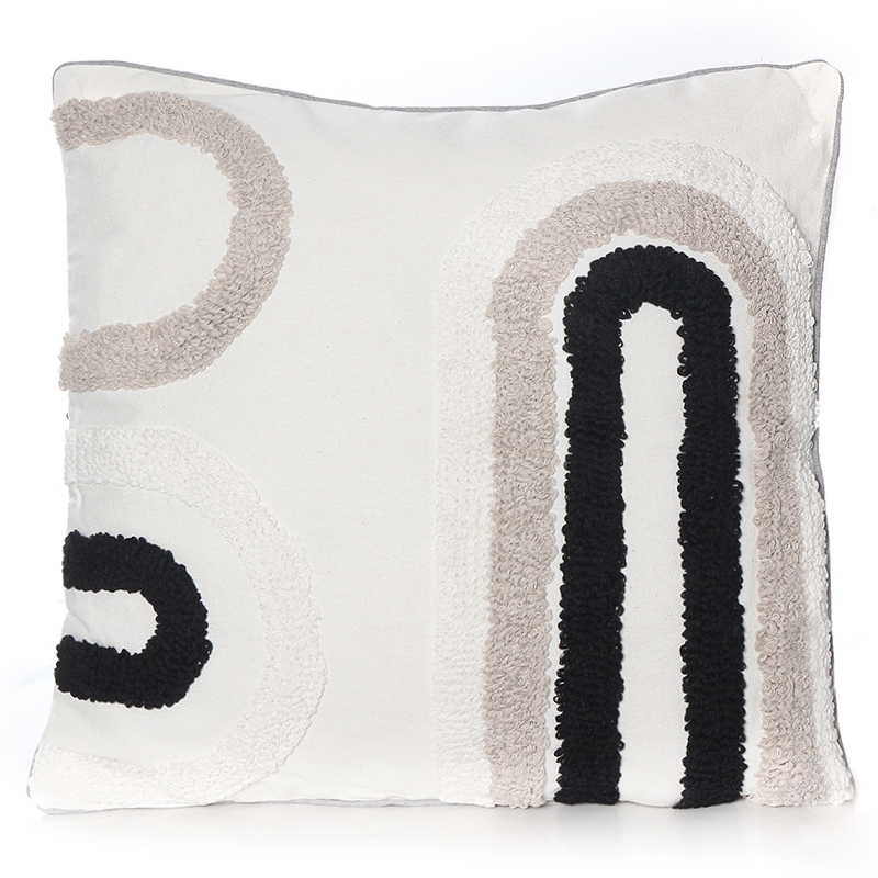 45 CM X 45 CM Insert Included Throw Pillow Cover Tufted Embroidered Squared Cushion Cover with Zipper for Living Room Bedroom White 1 Piece (3) 45 CM X 45 CM Throw Pillow Cover with 500G Insert Included Tufted Embroidered Squared Cushion Cover with Zipper for Living Room Bedroom White 1 Piece - Image 1