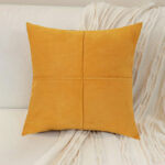 45 CM X 45 CM Throw Pillow Cover 500G Insert Included Velvet Pillow Cover Soft Solid Squared Cushion with Zipper for Living Room Bedroom Orange 1 Piece - Image 2