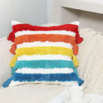 45 CM X 45 CM Throw Pillow Cover with 500G Insert Included with Tassels Tufted Embroidered Square Cushion Cover with Zipper for Living Room Bedroom Beige 1 Piece - Image 2