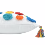 45 CM X 45 CM Throw Pillow Cover with 500G Insert Included with Tassels Tufted Embroidered Square Cushion Cover with Zipper for Living Room Bedroom White 1 Piece - Image 4