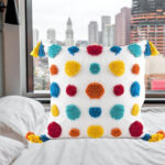 45 CM X 45 CM Throw Pillow Cover with 500G Insert Included with Tassels Tufted Embroidered Square Cushion Cover with Zipper for Living Room Bedroom White 1 Piece - Image 2