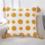 45 CM X 45 CM Throw Pillow Cover with 500G Insert Included with Tassels Tufted Embroidered Square Cushion with Zipper for Living Room Bedroom Beige 1 Piece - Image 2