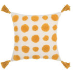 45 CM X 45 CM Throw Pillow Cover with 500G Insert Included with Tassels Tufted Embroidered Square Cushion with Zipper for Living Room Bedroom Beige 1 Piece