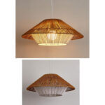 50 CM Handmade Woven Rattan Bamboo Hanging Lampshade Retro Style Chandelier Boho Pendant Light Ceiling Fixture for Bedroom Living Room and Kitchen - Image 4