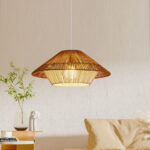 50 CM Handmade Woven Rattan Bamboo Hanging Lampshade Retro Style Chandelier Boho Pendant Light Ceiling Fixture for Bedroom Living Room and Kitchen - Image 2