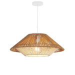 50 CM Handmade Woven Rattan Bamboo Hanging Lampshade Retro Style Chandelier Boho Pendant Light Ceiling Fixture for Bedroom Living Room and Kitchen