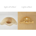 53 CM Handmade Woven Rattan Bamboo Hanging Lampshade Hollow Retro Style Chandelier Boho Pendant Light Ceiling Fixture for Bedroom and Living Room - Image 4