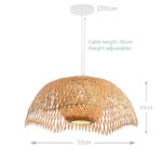 53 CM Handmade Woven Rattan Bamboo Hanging Lampshade Hollow Retro Style Chandelier Boho Pendant Light Ceiling Fixture for Bedroom and Living Room - Image 3