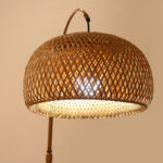 156 CM Arc Floor Lamp with Rattan Shade and Marble Base 3 Color Temperatures Boho Floor Lamps with Remote Control and Dimmable Bulb Beige - Image 2