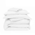 Cannon 100% Cotton Single 5 Pieces Duvet Cover Set Stone Washed Breathable with Duvet Cover Fitted Sheet Pillow Cases Pillow Shams and Fabric Bag White
