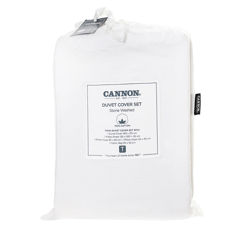 Cannon-100-Cotton-Twin-5-Pieces-Duvet-Cover-Set-Stone-Washed-Breathable-with-Duvet-Cover-Fitted-Sheet-Pillow-Cases-Pillow-Shams-and-Fabric-Bag-White-2 Cannon 100% Cotton Twin 5 Pieces Duvet Cover Set Stone Washed Breathable with Duvet Cover Fitted Sheet Pillow Cases Pillow Shams and Fabric Bag White - Image 1