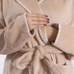 Cannon 400GSM Waffle Cotton Flannel Robe Full Length Bath Robe Soft Cozy and Breathable for Women One Size Brown