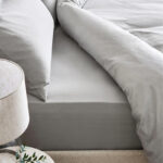 Cannon Single 3 Pieces Duvet Cover Set 100% Cotton Flannel Breathable Velvety Soft Bed Cover Set with Duvet Cover Fitted Sheet and Pillow Cases Gray