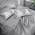 Cannon King 6 Pieces Luxury Embossed Comforter Set Bed Luxury Embossed Bedding Sets with Comforter Fitted Sheet Pillow Shams and Pillow Cases Gray