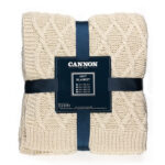 150 CM X 180 CM Cannon Knitted Throw Blanket Diamond Pattern Soft Warm Breathable for Bedspread Couch and Sofa 1 Piece Beige