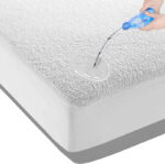 120 CM X 200 CM Cannon PU Mattress Protector Waterproof Anti-Allergy Breathable Cotton Mattress Bed Protector Ultra Soft Fitted Bed Cover 1 Piece White