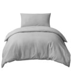 Cannon Single 3 Pieces Duvet Cover Set 100% Cotton Flannel Breathable Velvety Soft Bed Cover Set with Duvet Cover Fitted Sheet and Pillow Cases Gray